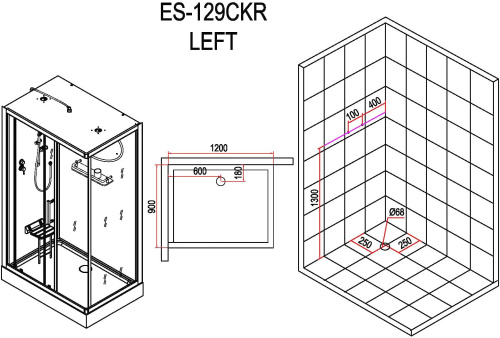 Душевая кабина Esbano ES-129CKR фото 5