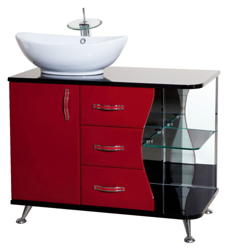 Мебель для ванной Bellezza Рио 90 L красная с черным фото 2