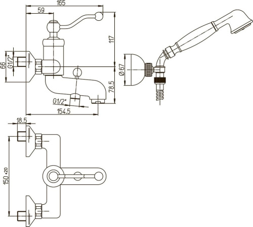 26 320 руб. Смеситель Paini Duomo 88F3105KM для ванны с душем фото 2 Смеситель Paini Duomo 88F3105KM для ванны с душем фото 2