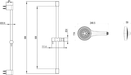 Душевой комплект Villeroy & Boch TVS1086000261 + TVW10700300061 + TVT10700100061 фото 5