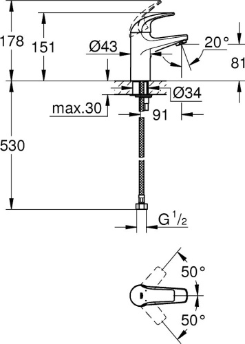 Смеситель Grohe BauCurve 32848000 для раковины, хром фото 2