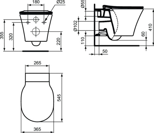 Комплект Система инсталляции для унитазов Grohe Rapid SL 38721001 3 в 1 с кнопкой смыва + Унитаз подвесной Ideal Standard Connect Air K819501 безобод фото 10