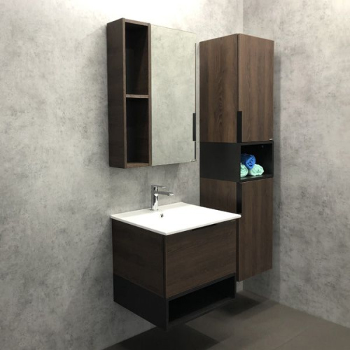 Мебель для ванной Comforty Франкфурт 60, подвесная, дуб шоколадно-коричневый фото 8