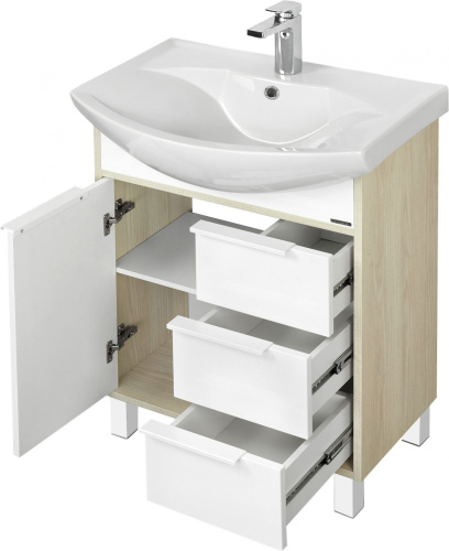 Мебель для ванной AQUATON Рико 65 белая, ясень фабрик фото 3 Мебель для ванной AQUATON Рико 65 белая, ясень фабрик фото 3