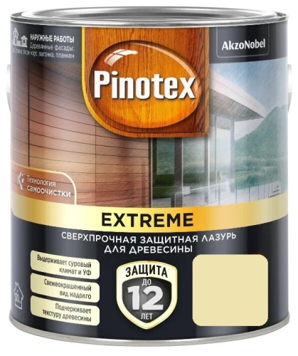 Пропитка декоративная для защиты древесины Pinotex Extreme белая полуматовая 0,9 л.