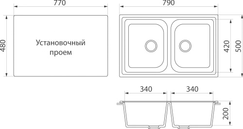 Мойка кухонная DIWO Иваново GWS-15 бежевая фото 2