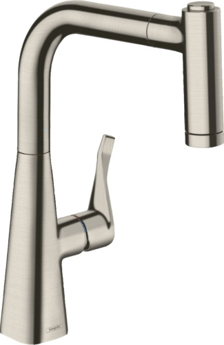 Смеситель Hansgrohe Metris M71 73800800 для кухонной мойки, сталь