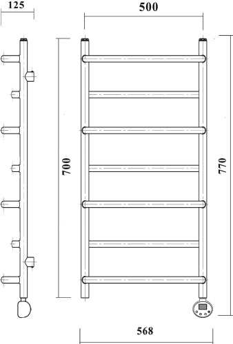 Полотенцесушитель электрический Domoterm Орфей П7 50x70, хром, R фото 3