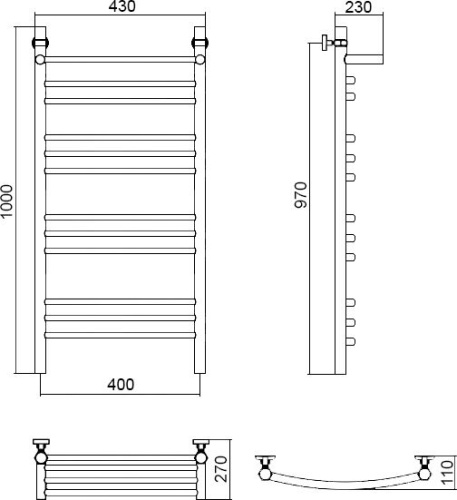 16 497 руб. Полотенцесушитель водяной Aquanerzh Дуга групповая с полкой 100х40 фото 3 Полотенцесушитель водяной Aquanerzh Дуга групповая с полкой 100х40 фото 3