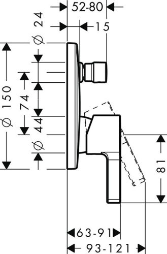 Смеситель Hansgrohe Metris S 31465000 для ванны с душем фото 2