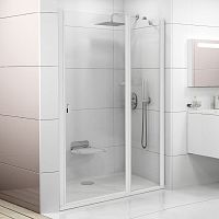 Душевая дверь в нишу Ravak CSD2-120 Transparent, профиль белый + средство для ванн и защитное средство