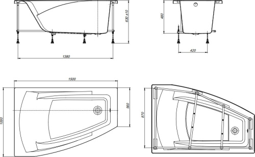 Акриловая ванна Roca Hall Angular 150x100 L фото 3