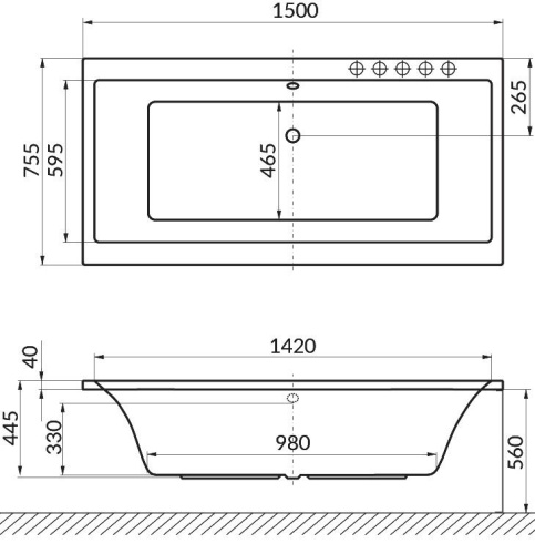 Акриловая ванна Excellent Pryzmat WAEX.PRY15.SOFT 150x75 фото 4