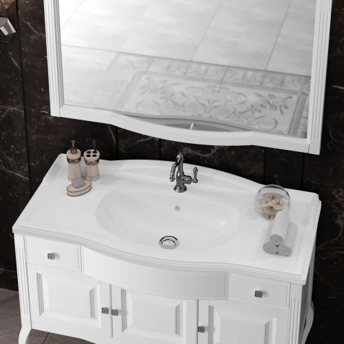 Мебель для ванной Opadiris Лаура 100 белая матовая, с раковиной из литьевого мрамора фото 4