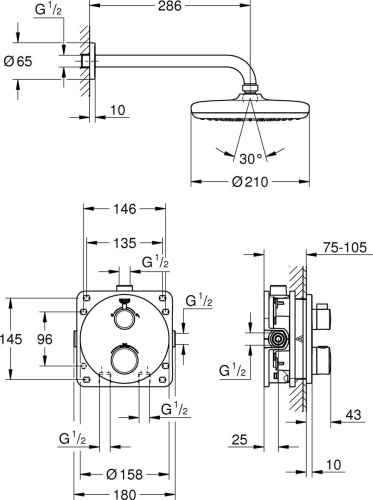 Душевой комплект Grohe Grohtherm 34726000 С ВНУТРЕННЕЙ ЧАСТЬЮ фото 4