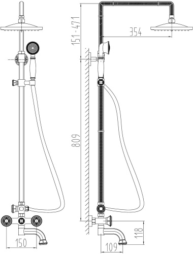 Душевая стойка Milacio Almeria MC.100.BBR фото 3