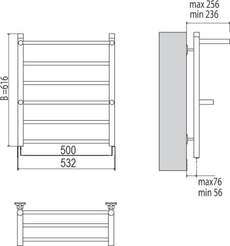 Полотенцесушитель электрический Terminus Анкона П6 500*591 с полкой фото 3