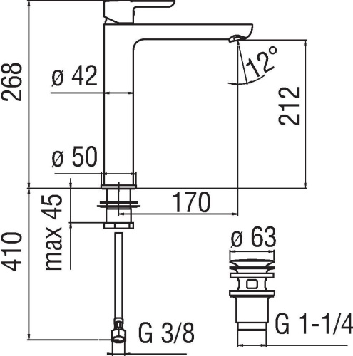 Смеситель Nobili ABC AB87128/2CR для раковины фото 3