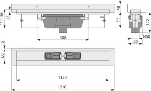 Душевой лоток AlcaPlast APZ1016-1150 без решетки фото 2