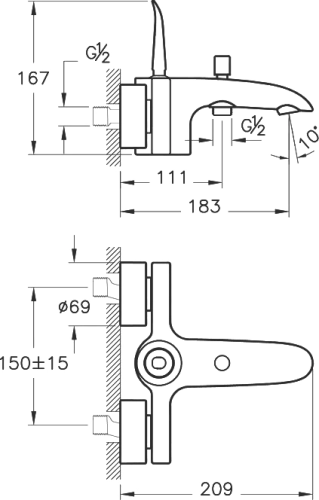 28 470 руб. Смеситель VitrA T4 A42451EXP для ванны с душем фото 2 Смеситель VitrA T4 A42451EXP для ванны с душем фото 2