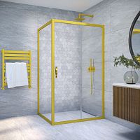 Душевой уголок Vegas Glass ZP+ZPV NOVO 125*70 03 01 профиль золото матовое, стекло прозрачное