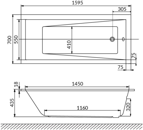 Акриловая ванна Excellent Wave Slim WAEX.WAV16WHS 160x70 фото 4