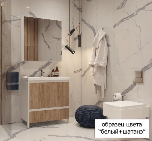Мебель для ванной Velvex Klaufs 50.2D белая, шатанэ, напольная фото 3