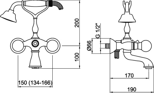 Смеситель Webert Karenina KA720201015 хром для ванны с душем фото 3