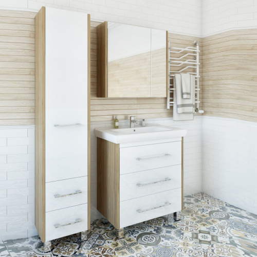 Мебель для ванной Sanflor Ларго 80, швейцарский вяз, белая фото 6