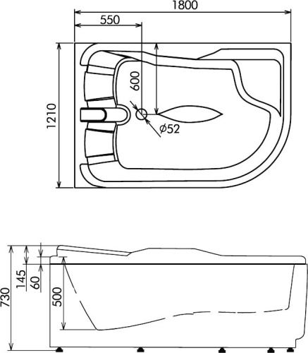 Акриловая ванна Gemy G9083 B L 180x120 фото 4