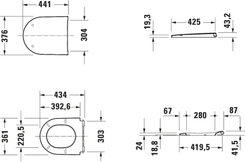 Комплект Унитаз подвесной Duravit D-Neo 2577090000 + Крышка-сиденье с микролифтом + Инсталляциия TECE TECEprofil Uni 2.0 9300302 + Кнопка смыва фото 8