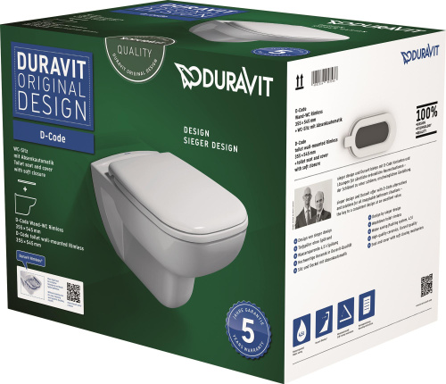 Унитаз подвесной Duravit D-code 45700900A1 безободковый фото 3