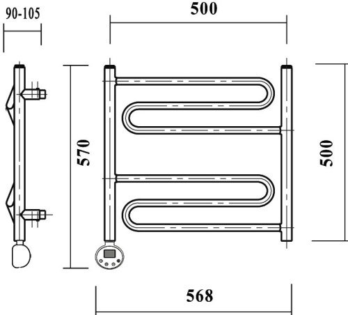 Полотенцесушитель электрический Domoterm Офелия П6 50x50, хром, L фото 4