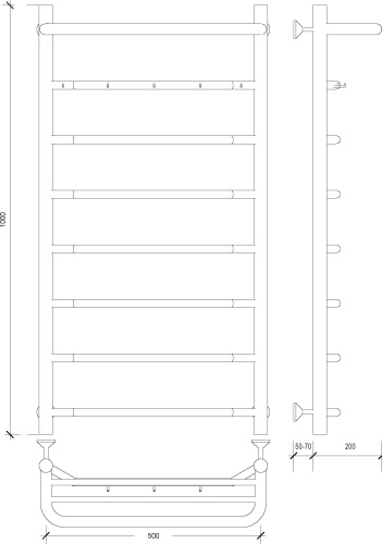 Полотенцесушитель водяной Secado Агата 1 KСП 100x50, хром фото 3