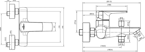 Смеситель Villeroy & Boch Subway 2.0 TVT10200300061 для ванны с душем