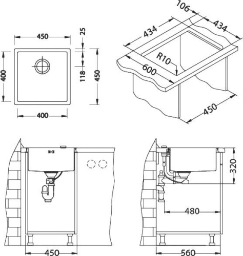 Мойка кухонная Alveus Quadrix 30 фото 5