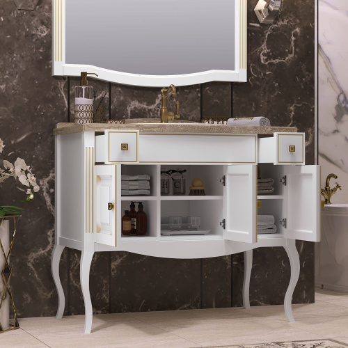 Мебель для ванной Opadiris Лаура 100 белая с патиной фото 11