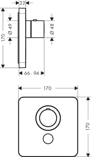 Термостат Axor ShowerSelect HighFlow 36706000 для душа фото 3