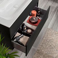 Тумба с раковиной Villeroy & Boch Finion 80 black matt lacquer, с настенным освещением