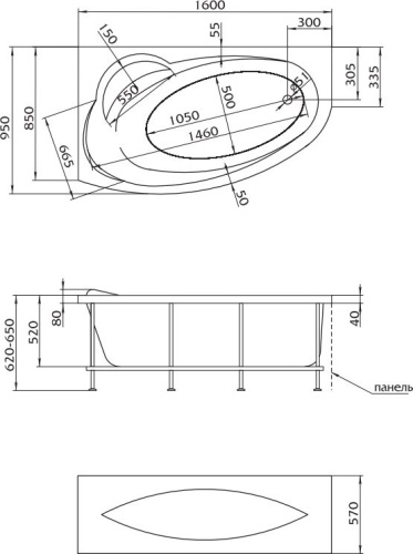 Акриловая ванна Marka One Julianna 160x95 L фото 7