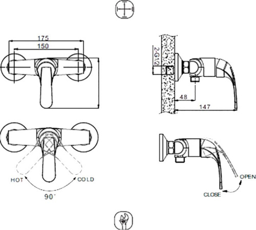 Смеситель Bravat Fit F9135188CP-01-RUS для душа