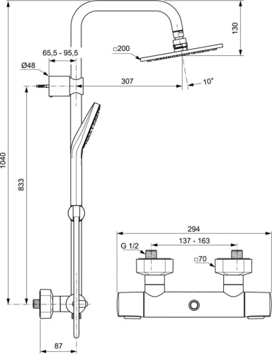 Душевая стойка Ideal Standard IdealRain cube evo A6985AA фото 6