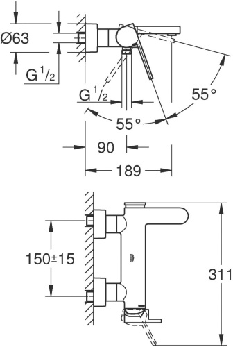 Смеситель Grohe Plus 33553003 для ванны с душем фото 4