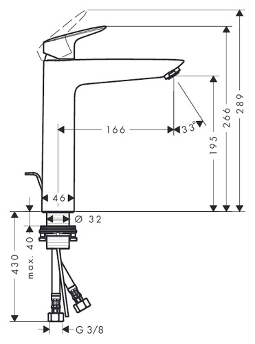 Комплект Смеситель Hansgrohe Logis 71090000 для раковины + Рукомойник Duravit D-Code 0338490000 встраиваемый фото 6