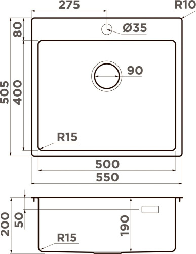 Комплект Мойка кухонная Omoikiri Amadare 55-IN + Смеситель Hansgrohe Metris M71 14834000 для кухонной мойки, хром фото 6