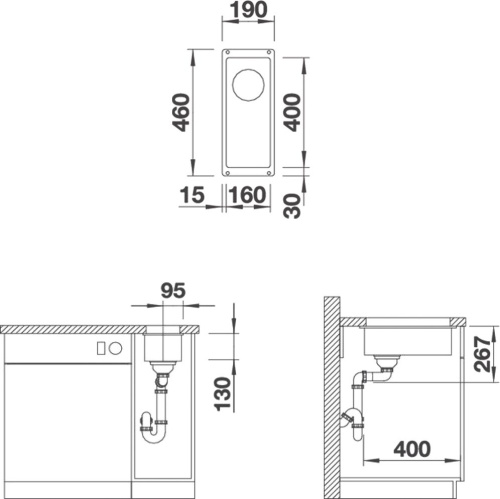 Дополнительная мойка Blanco Subline 160-U антрацит фото 3