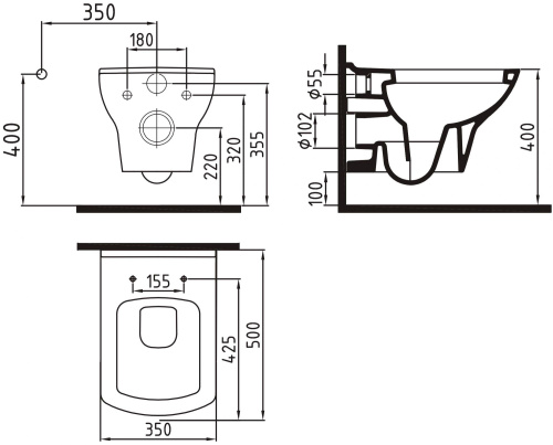 Комплект Унитаз подвесной Bien Dor с биде + Система инсталляции для унитазов AlcaPlast Jadromodul AM102/1120 с белой кнопкой и шумоизоляцией фото 8