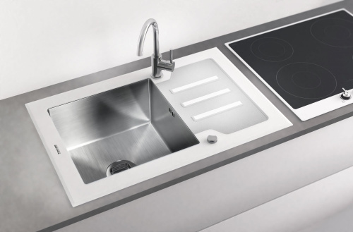 Мойка кухонная Tolero Glass TG-660 белая фото 3