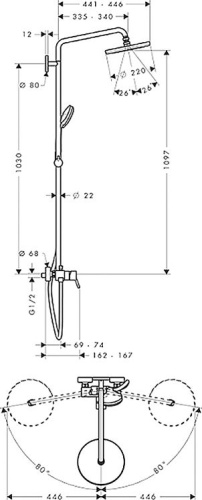 Душевая стойка Hansgrohe Croma 27222000 фото 2