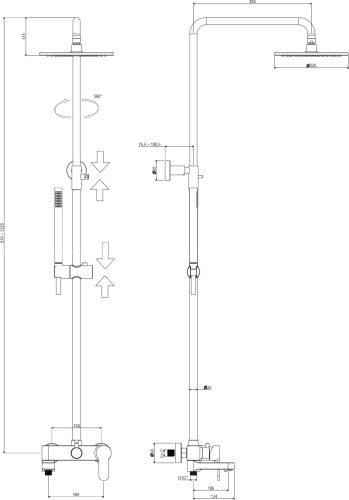 Душевая стойка Paffoni BLU ZCOL632NO фото 2